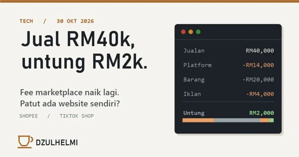 Fee Shopee dan TikTok Shop naik lagi. Patut ke ada website sendiri?